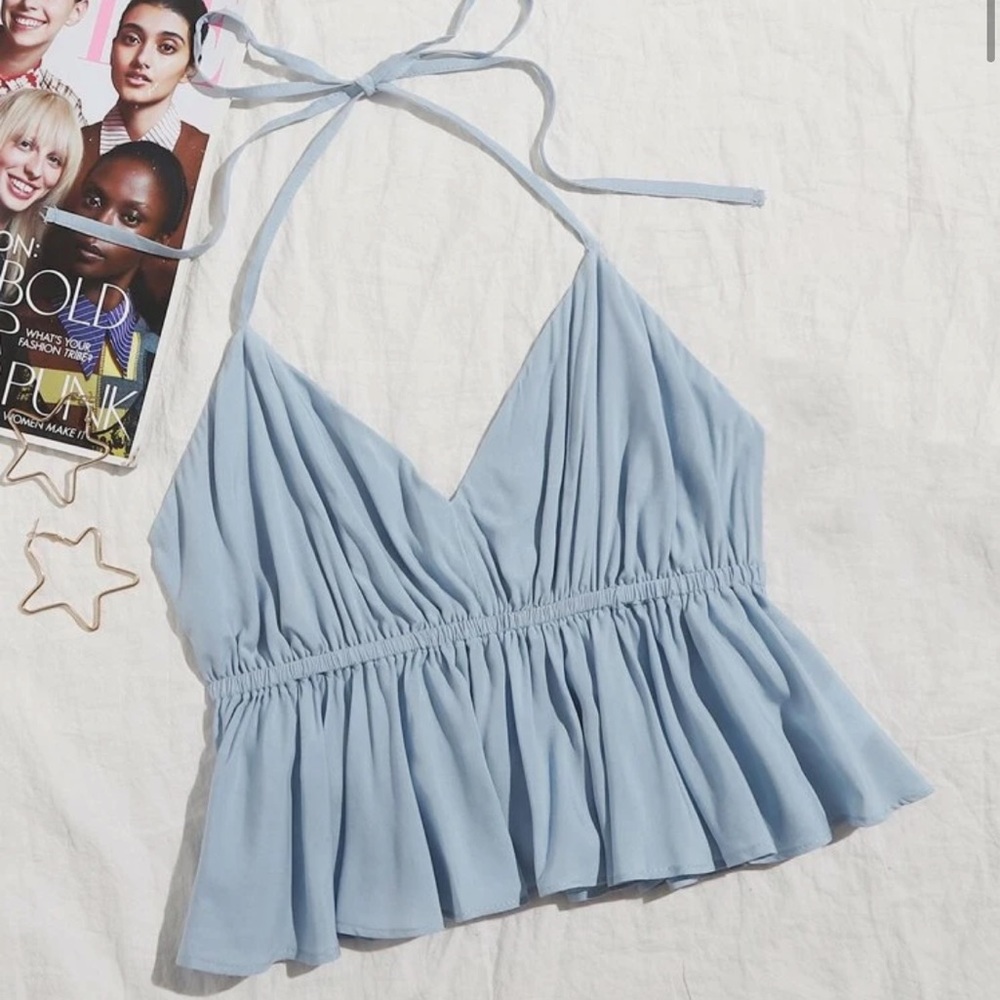 Blue peplum crop top
